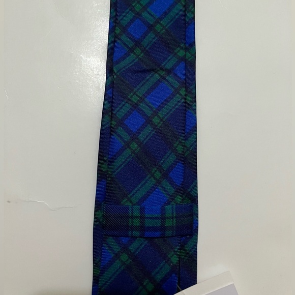 NWT Crewcuts Black Watch Tartan Tie, Silk Plaid Preppy 42” Kids Boy Blue Green - Picture 6 of 13